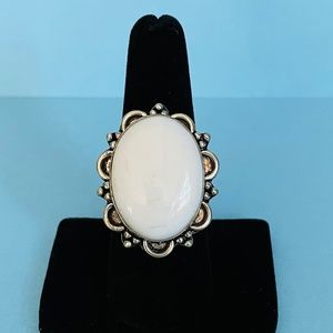 Size 7.75 White Stone Silver Plated Ring